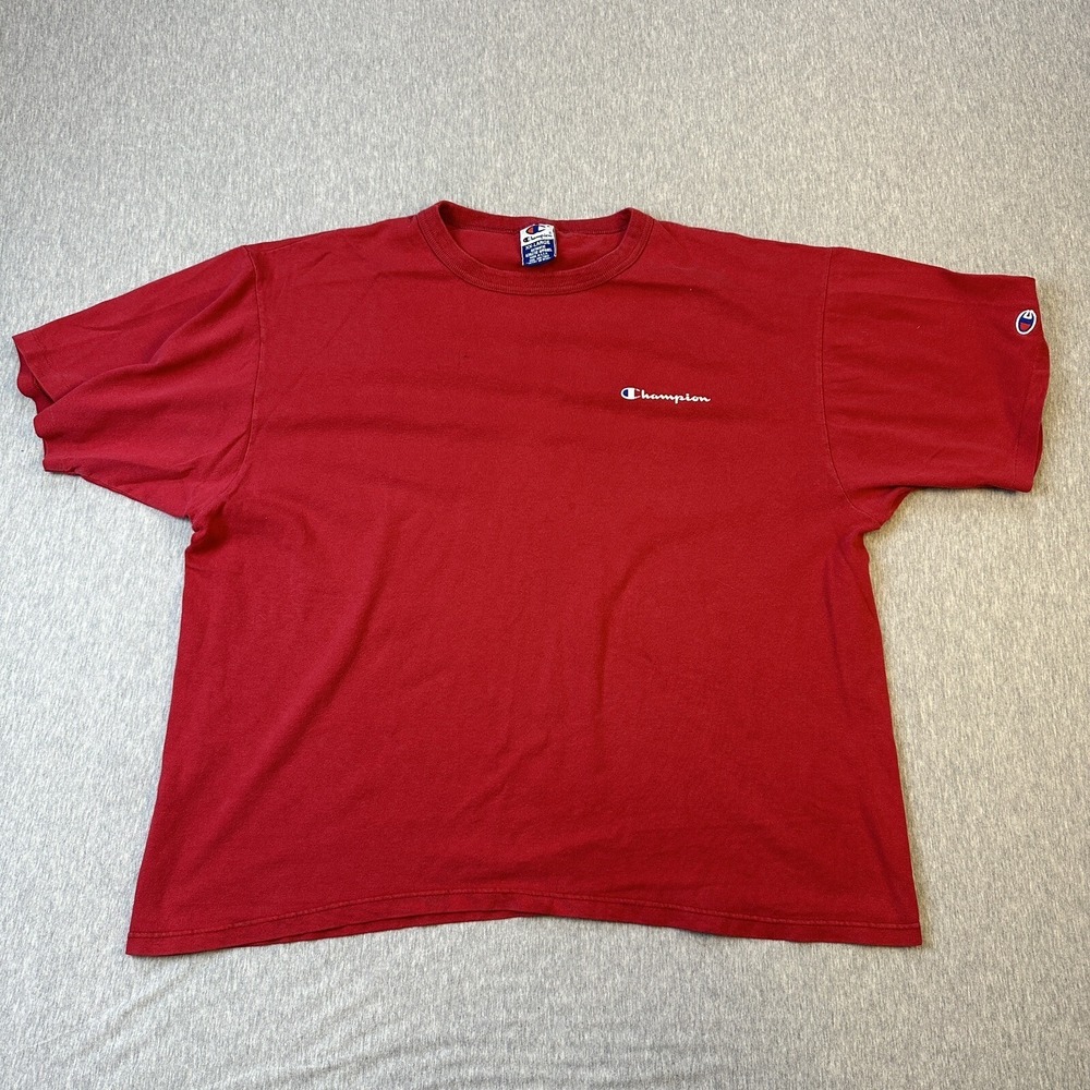 VTG Champion USA Made Single Stitch Script Logo Shirt - Sz XXL - Red See Pics